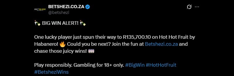 Twitter R135K Hot Hot Fruit Win